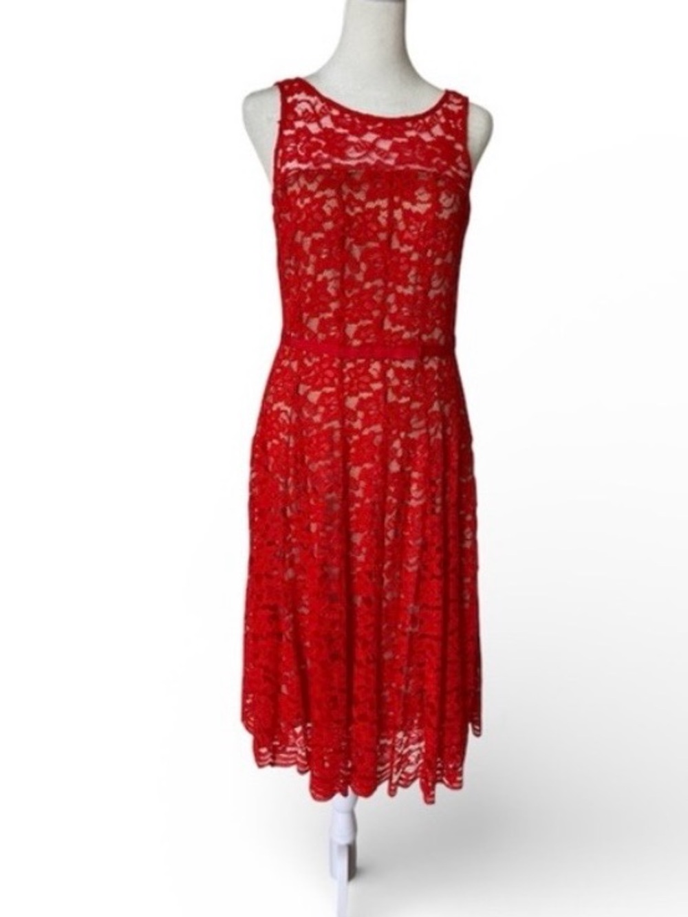 Taylor Red Lace Fit & Flare Cocktail Dress A-Line sleeveless party 4 NWT NEW